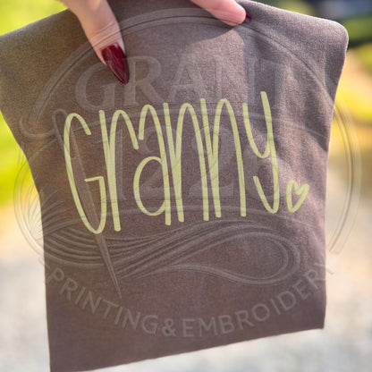 Espresso Comfort Colors granny embroidered shirt folded grandma gift tee