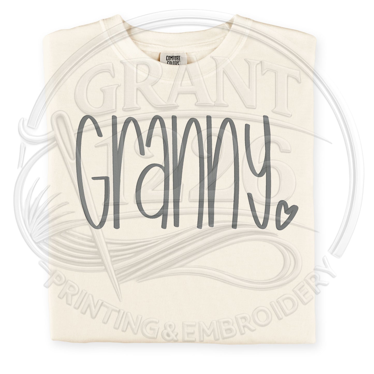 Ivory Comfort Colors granny embroidery grandma shirt minimalist style