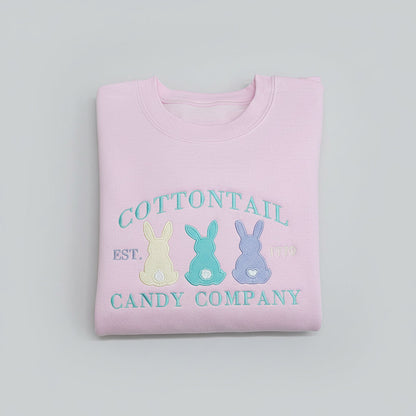 Light pink Cottontail Candy Company embroidered Easter crewneck