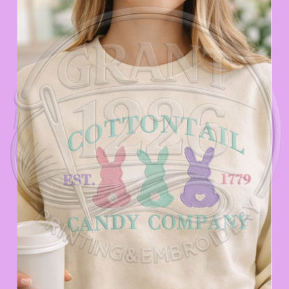 Cottontail Candy Company embroidered Easter sweatshirt in Sand