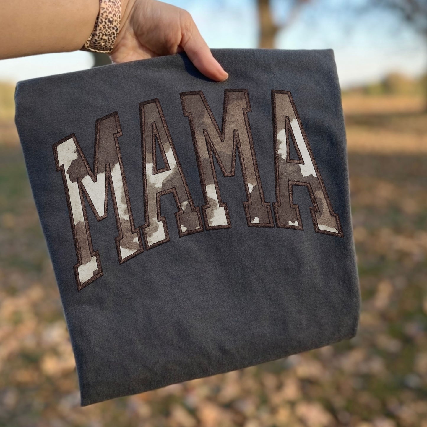 dark gray embroidered cowgirl mama boutique shirt