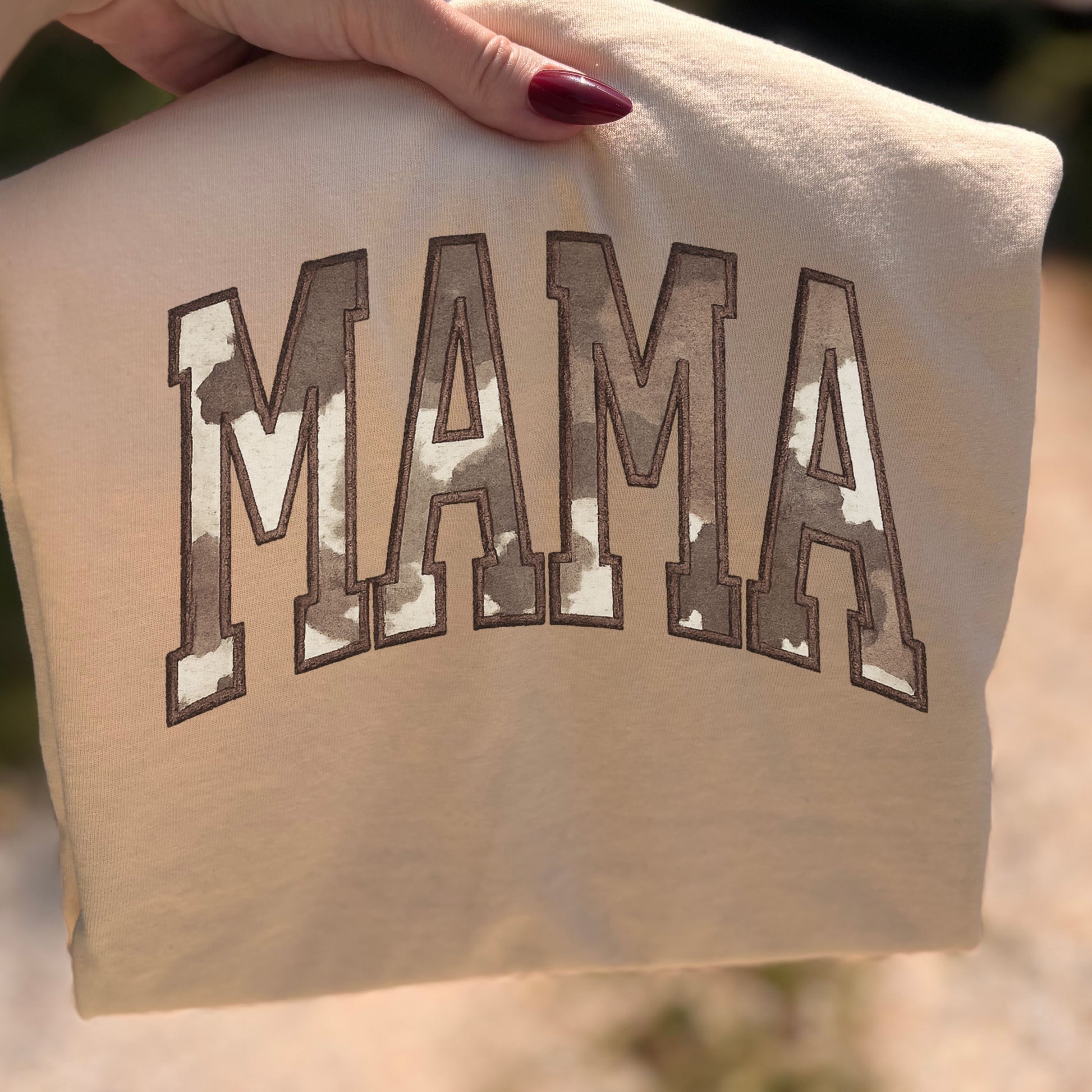 Ivory custom name cow print top