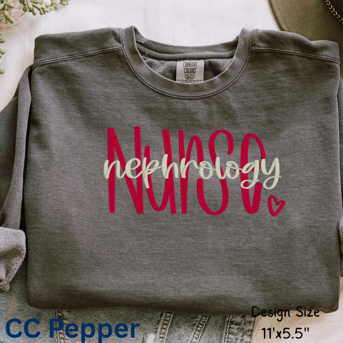 Pepper sweatshirt with custom Neuro Nurse embroidery