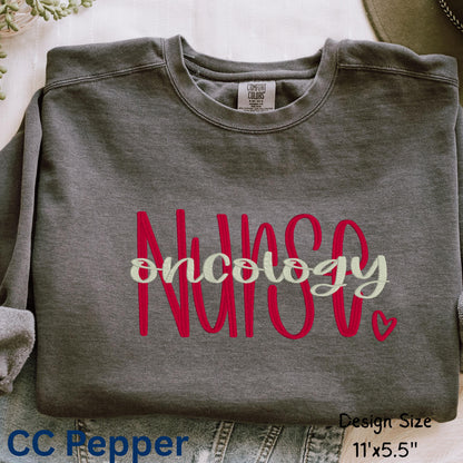 Custom embroidered Oncology Nurse sweatshirt