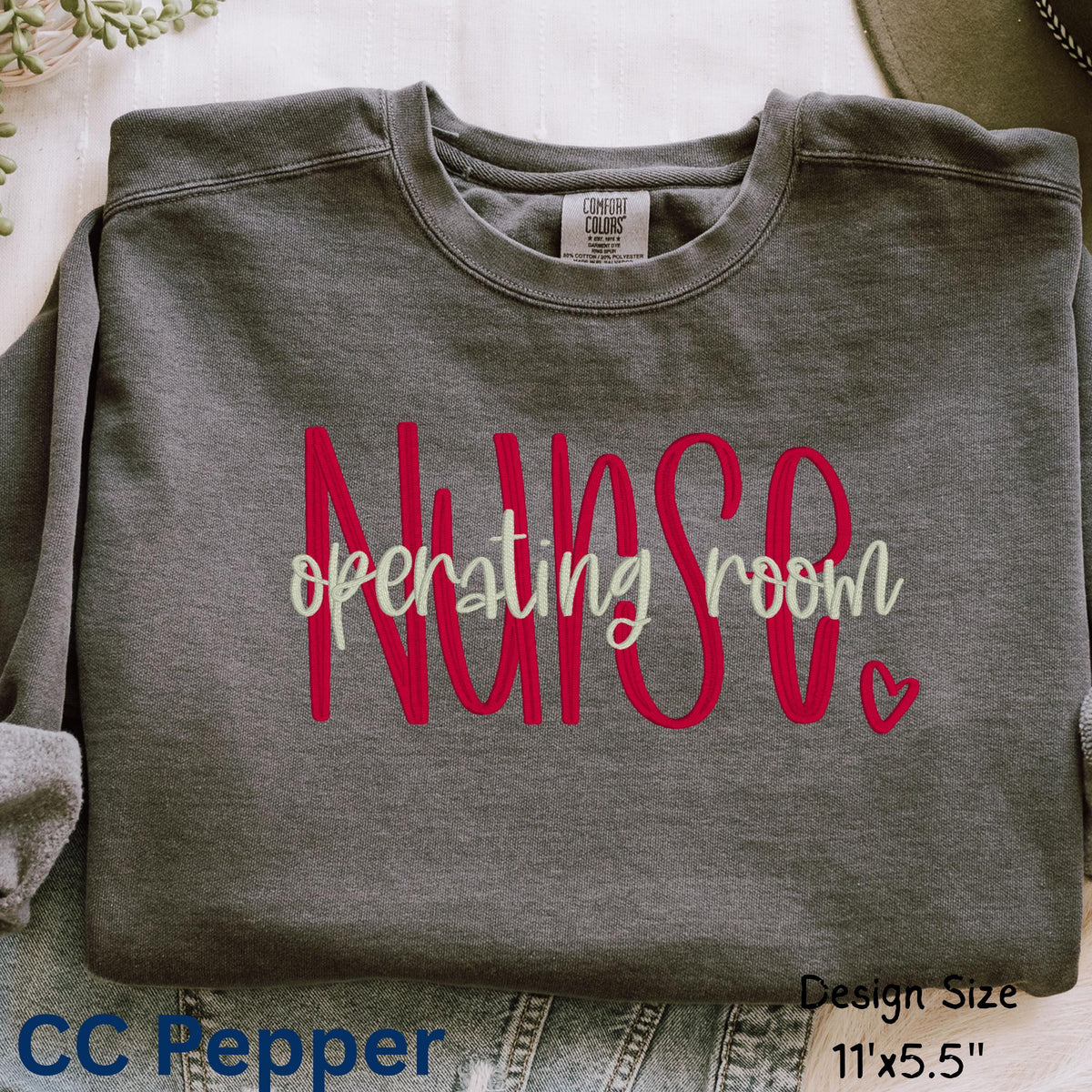 Pepper sweatshirt embroidered with Nurse and Operating Room specialty