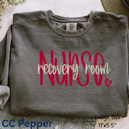 Custom embroidered Recovery Room Nurse sweatshirt