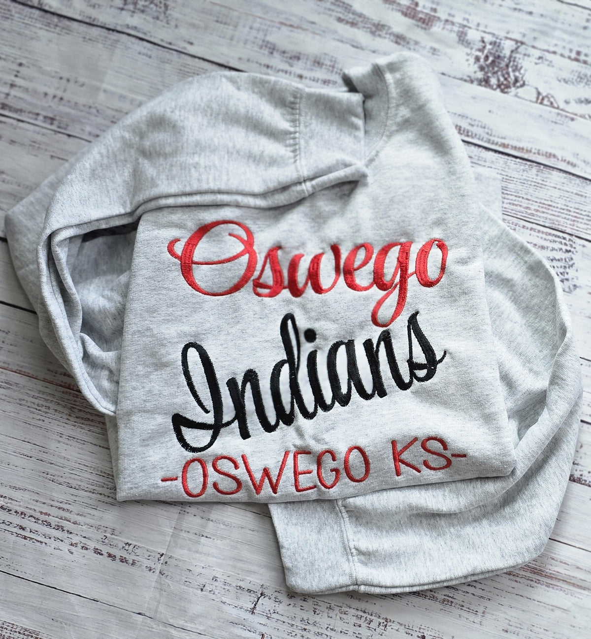 Ash custom town team script embroidered sweatshirt