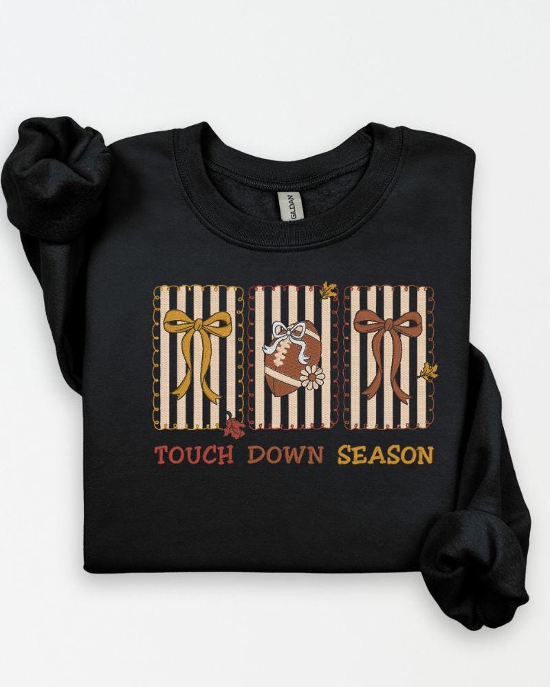 Custom Touch Down Season embroidered football sweatshirt hero image