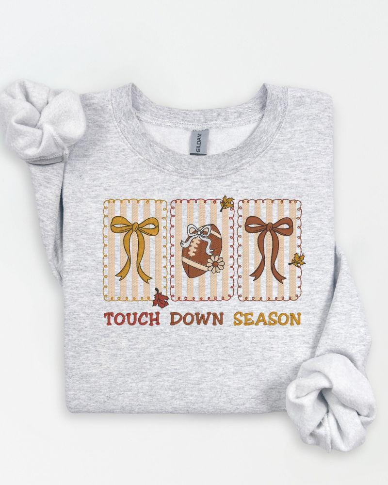 School spirit embroidered football crewneck