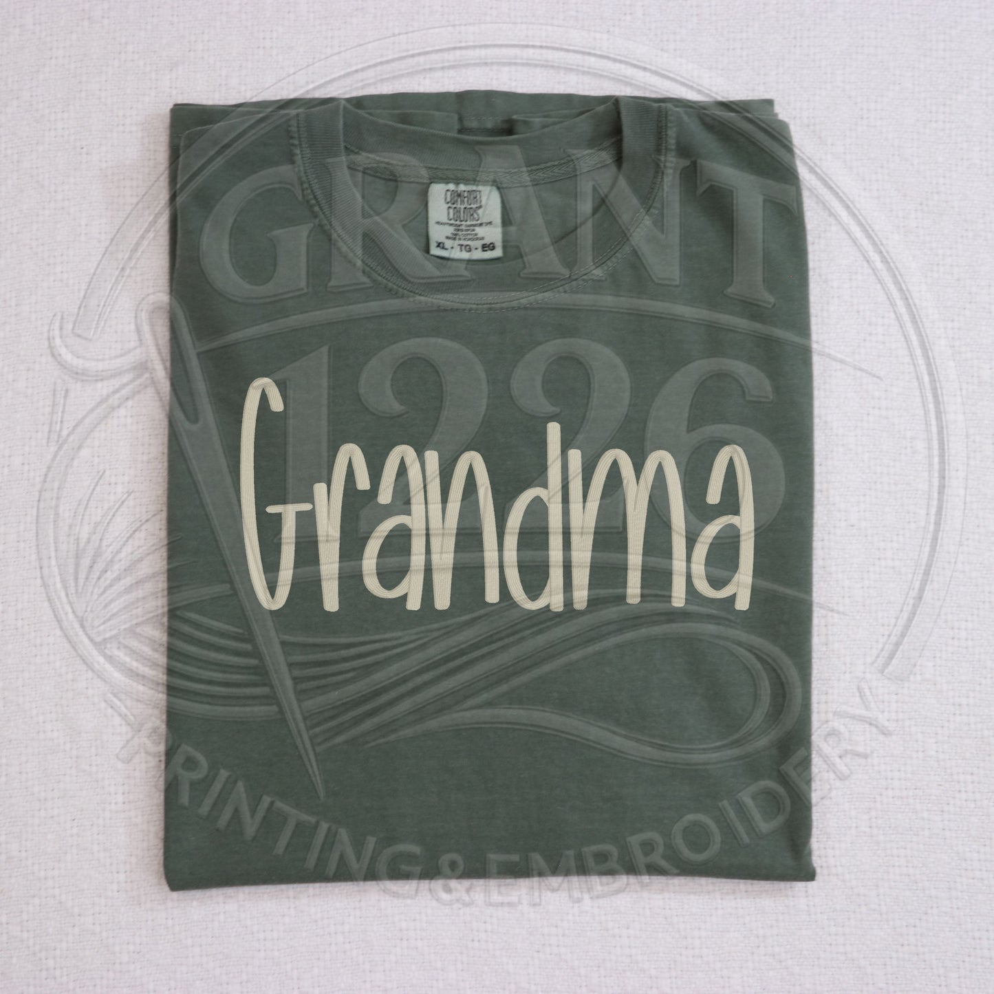 Moss green grandma Comfort Colors shirt