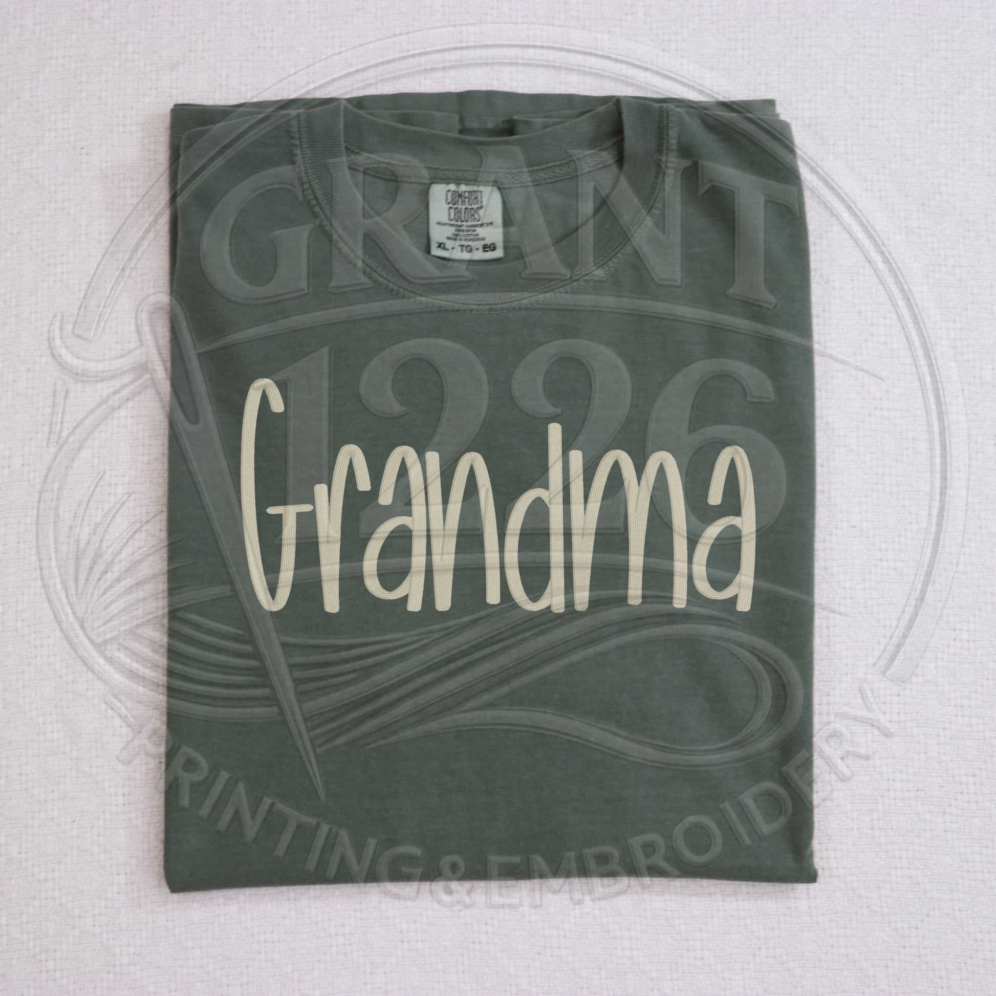 Moss green grandma Comfort Colors shirt