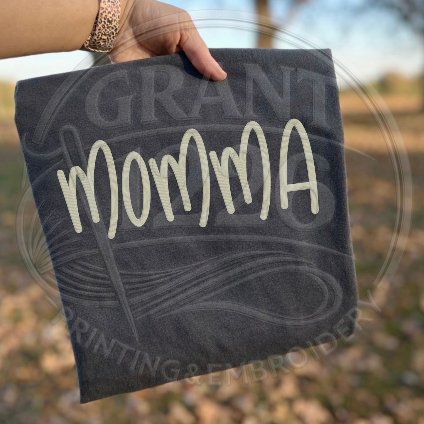 pepper charcoal minimalist embroidered mama shirt