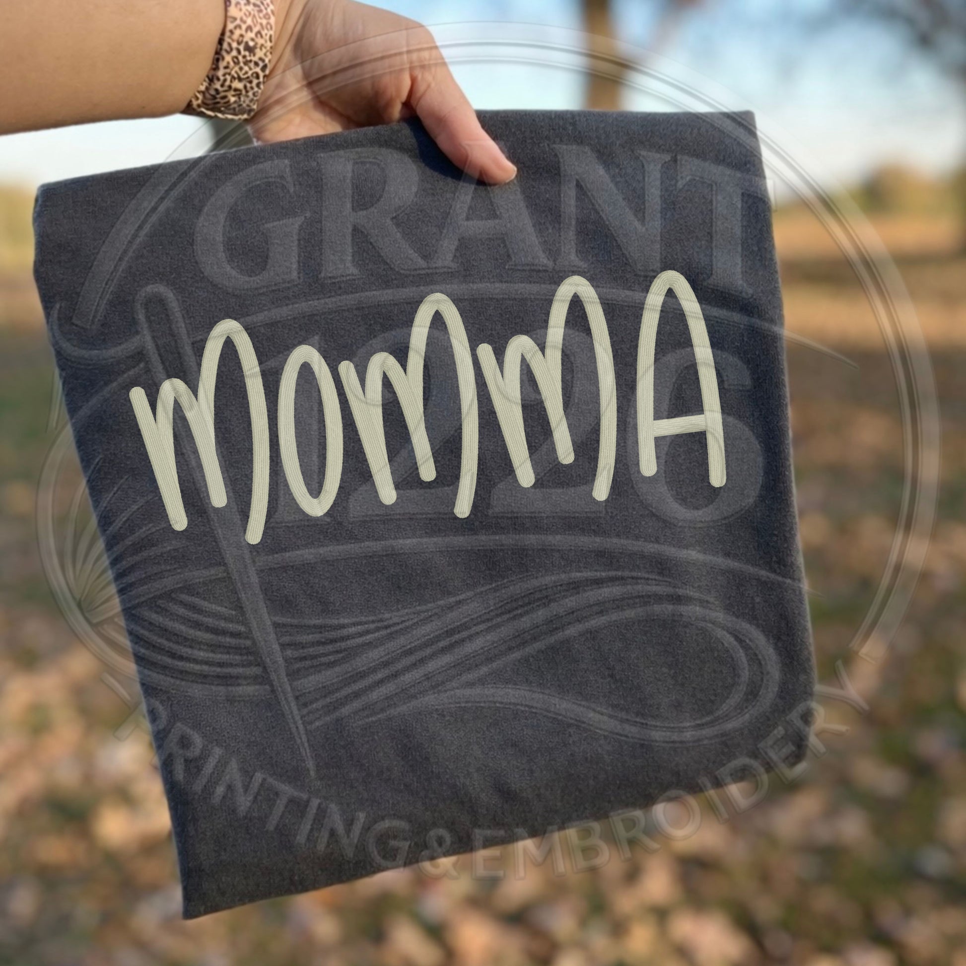 pepper charcoal minimalist embroidered mama shirt