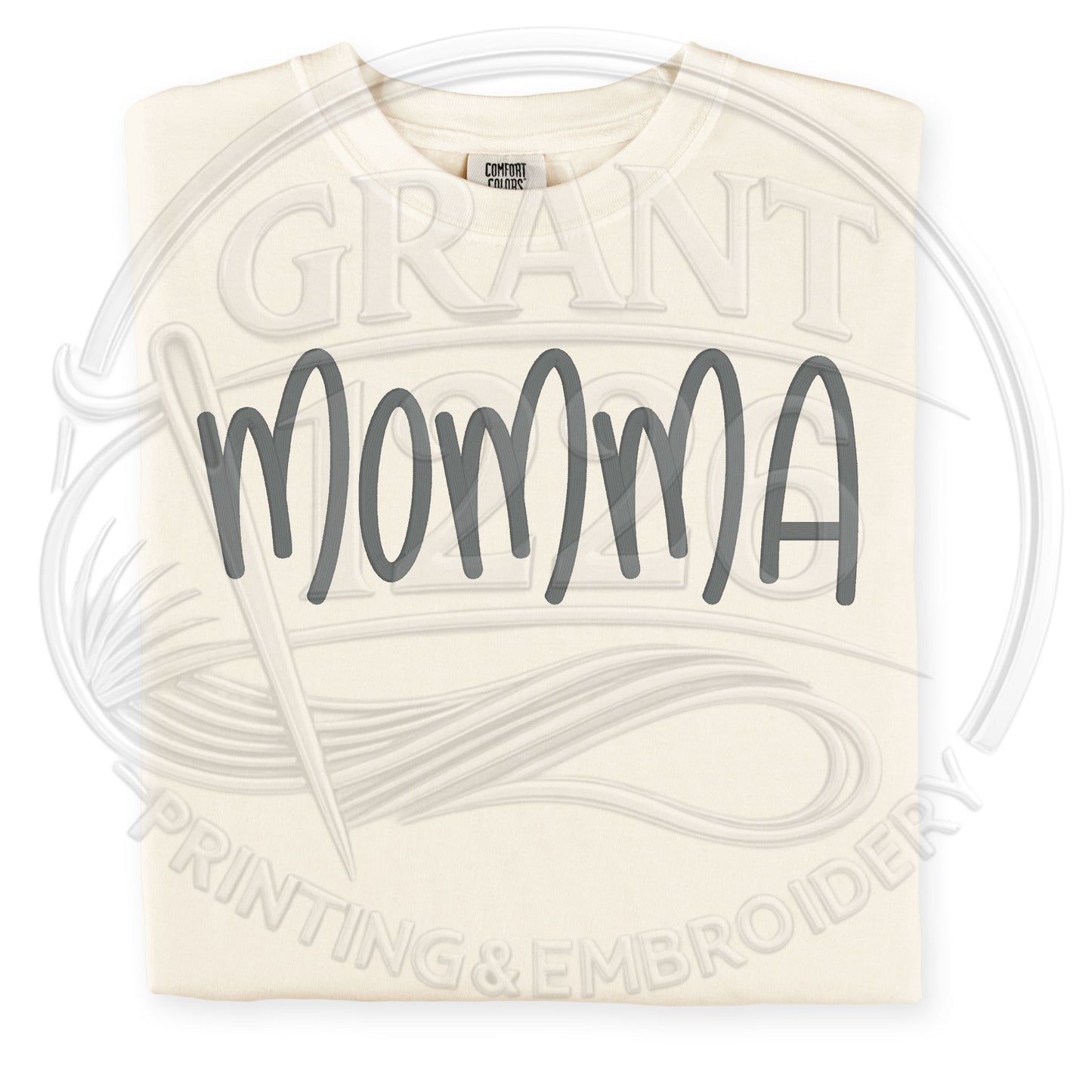 neutral ivory embroidered mama shirt with minimalist aesthetic