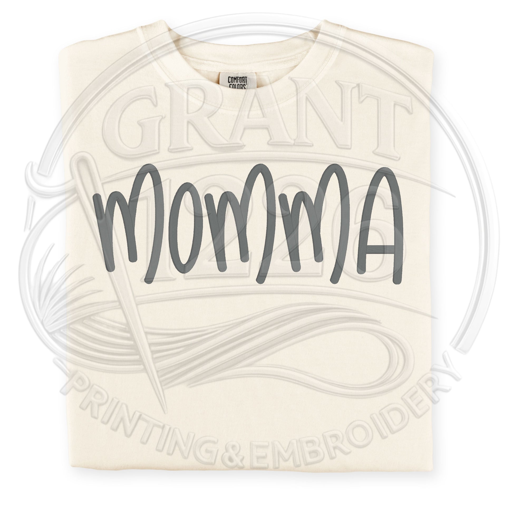 neutral ivory embroidered mama shirt with minimalist aesthetic