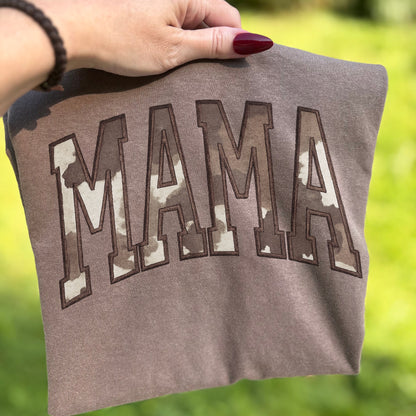 dark brown cow print momma top