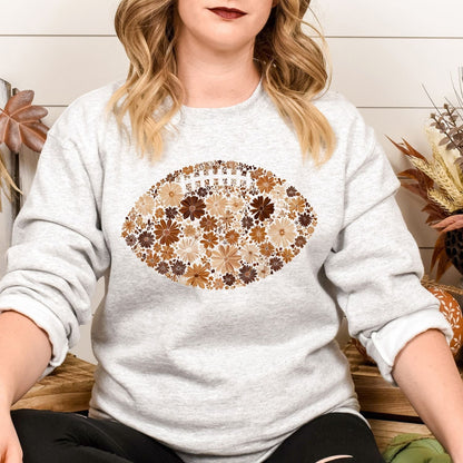 Ash Gildan 18000 floral football crewneck sweatshirt lifestyle view
