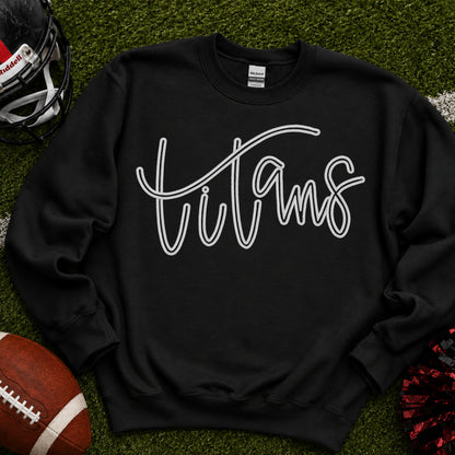 Charcoal Titans school spirit sweatshirt with puff embroidered script lettering