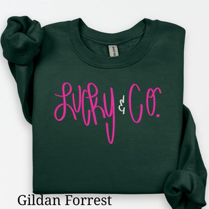 Forrest St. Patrick’s Day crewneck with embroidered shamrock design