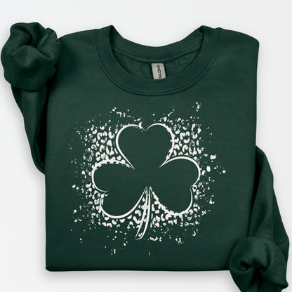 Shamrock graphic design on green holiday sweatshirt
