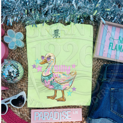 Cute silly goose beach vacation shirt with colorful pastel goose design