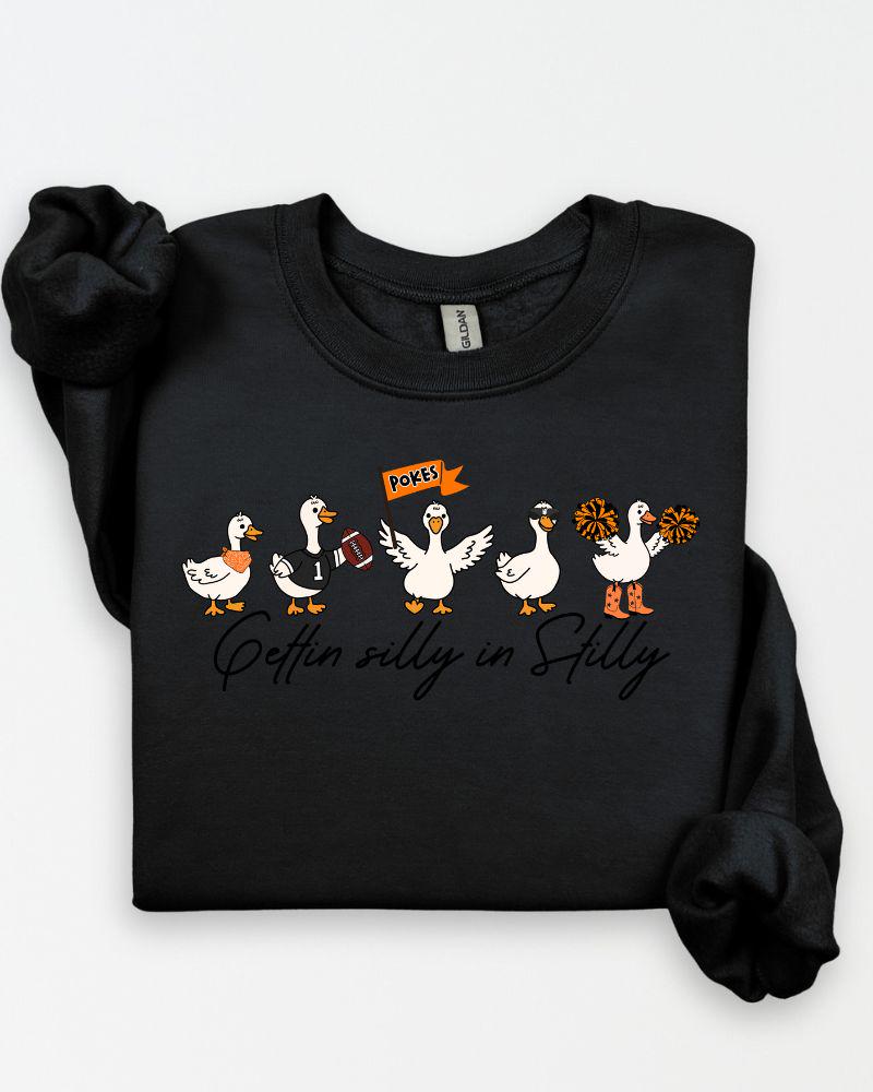 Black Gettin Silly in Stilly duck game day crewneck