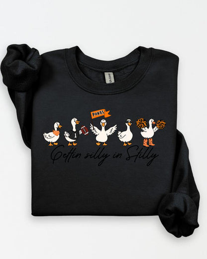 Black Gettin Silly in Stilly duck game day crewneck