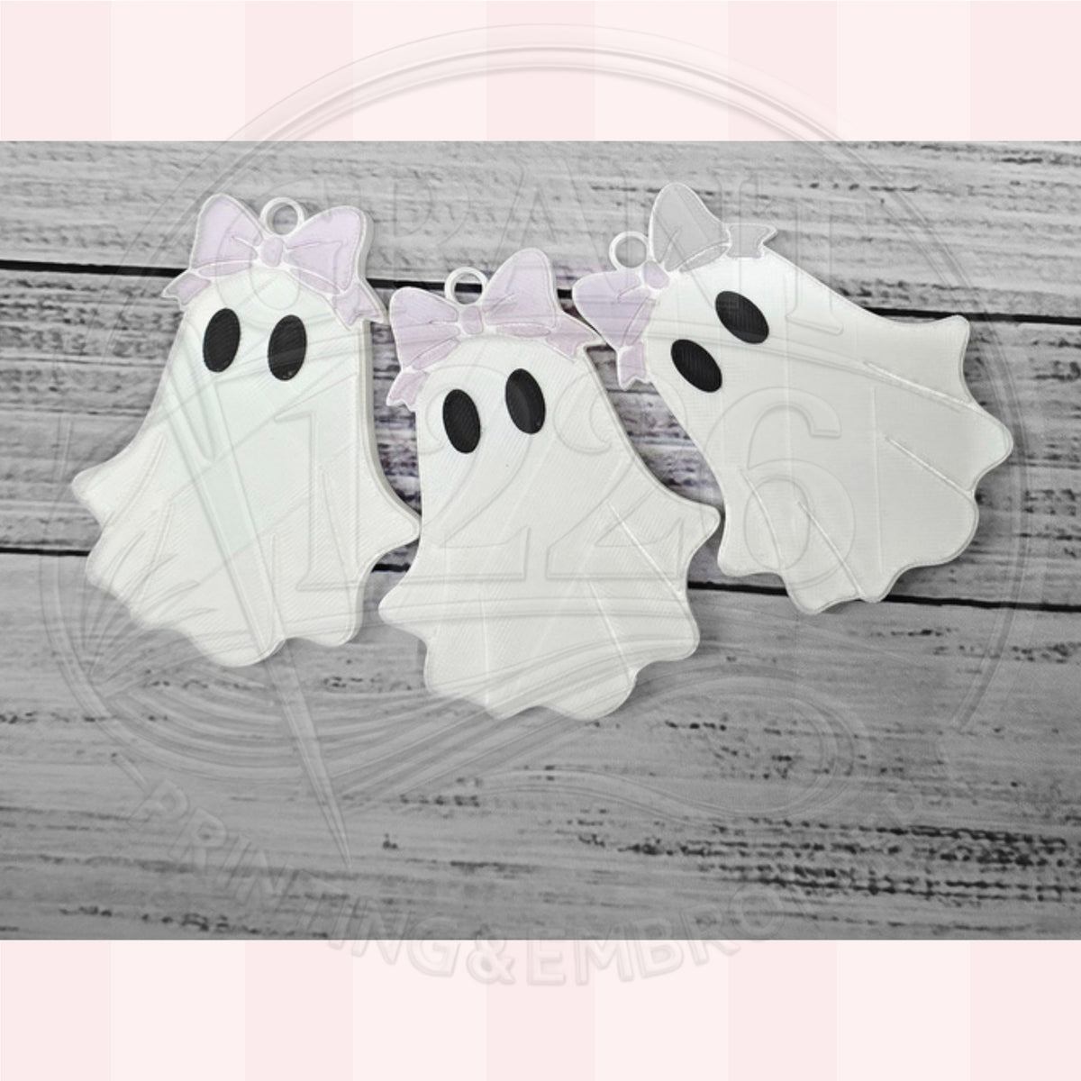 Pastel bow ghost can tab opener keychains, 3D printed nail saver accessories