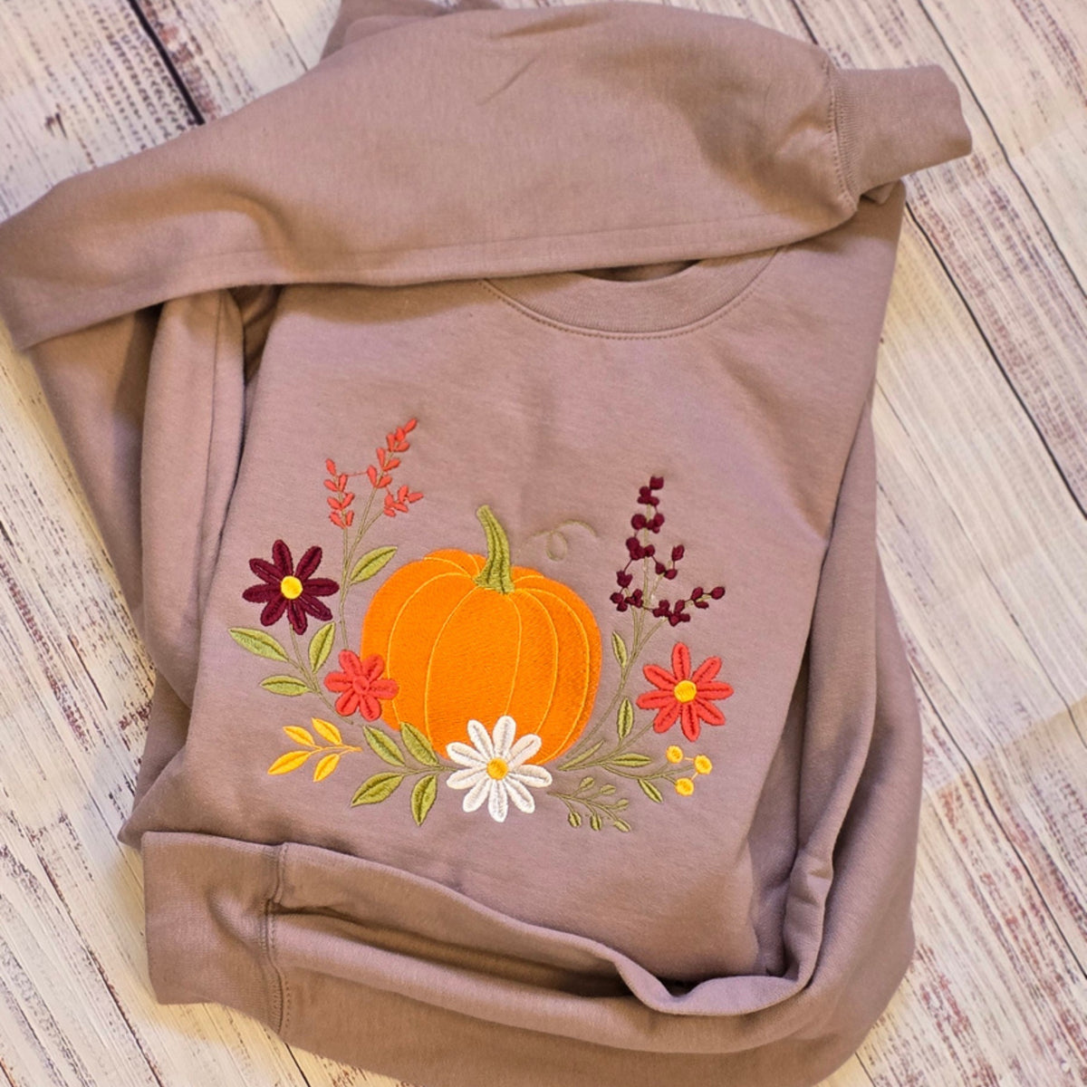 Paragon floral pumpkin embroidered sweatshirt alternate real product view