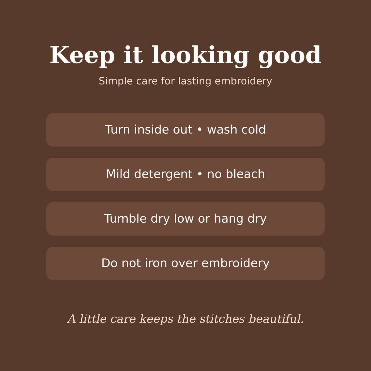 Care instructions for the God Is Good embroidered crewneck sweatshirt