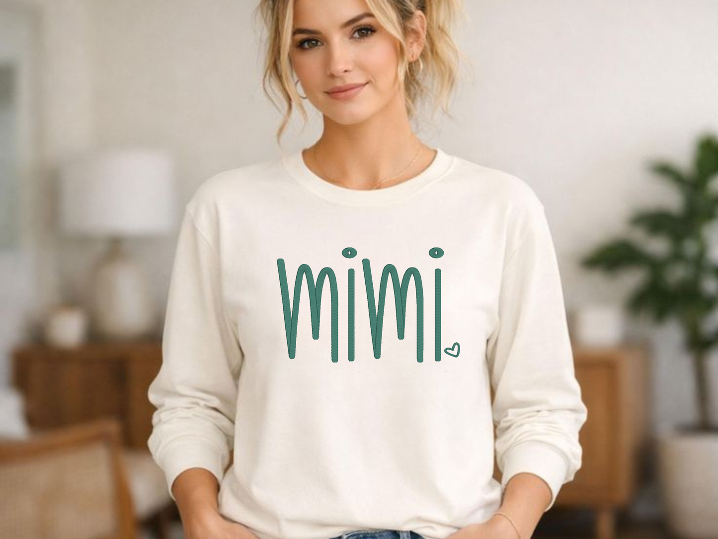 comfort colors long sleeve ivory with embroidery