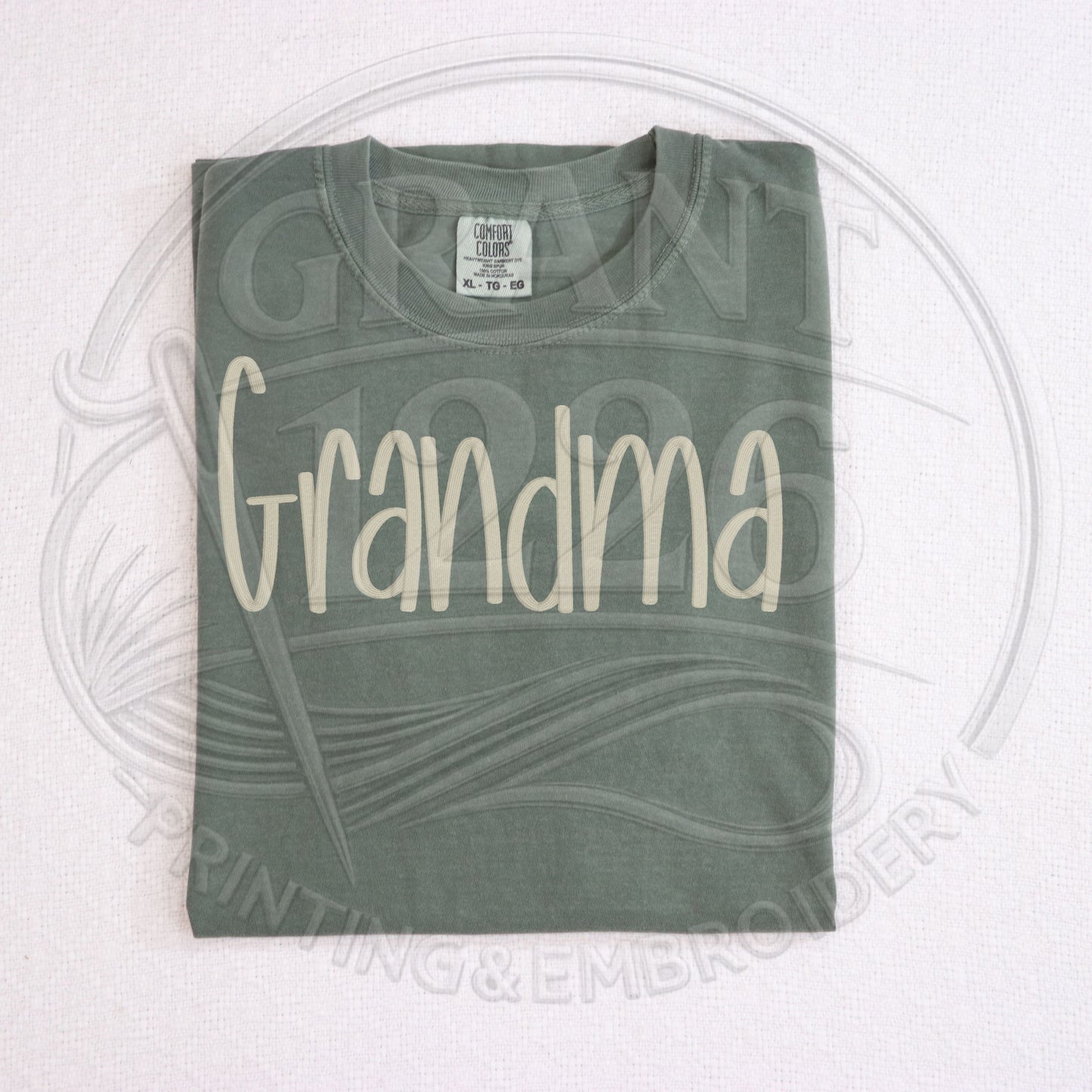comfort colors embroidered moss tshirt