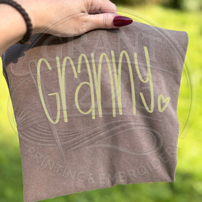 Lifestyle espresso granny embroidered comfort colors grandma shirt