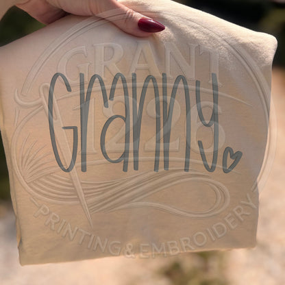 Ivory comfort colors granny shirt grandma embroidery lifestyle mockup