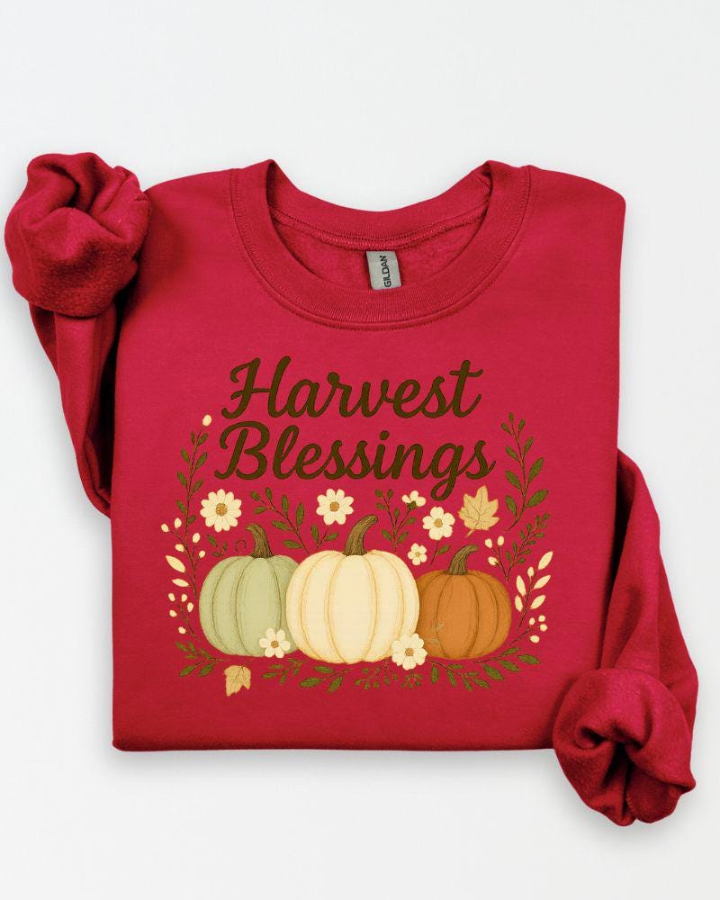 Harvest Blessings fall Thanksgiving sweatshirt hero image