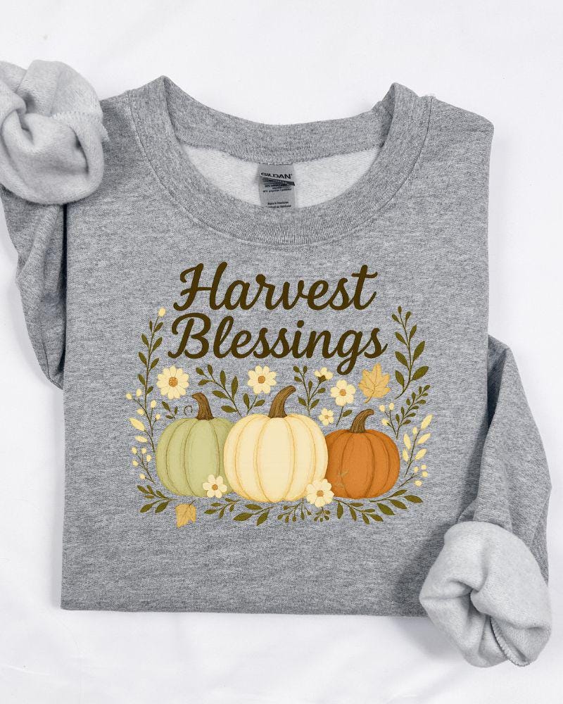 Harvest Blessings fall sweatshirt graphic detail