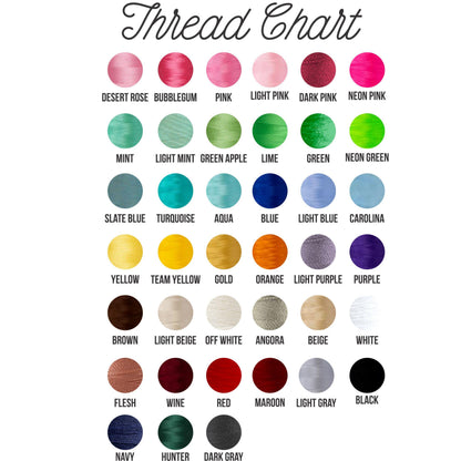 Thread color chart for customizing the embroidered headdress mascot
