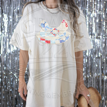 Hen on a nest embroidered comfort colors tshirt