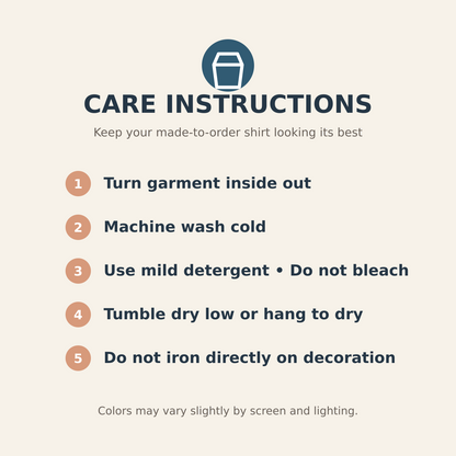 Care instructions for Hey Boo embroidered Halloween sweatshirt