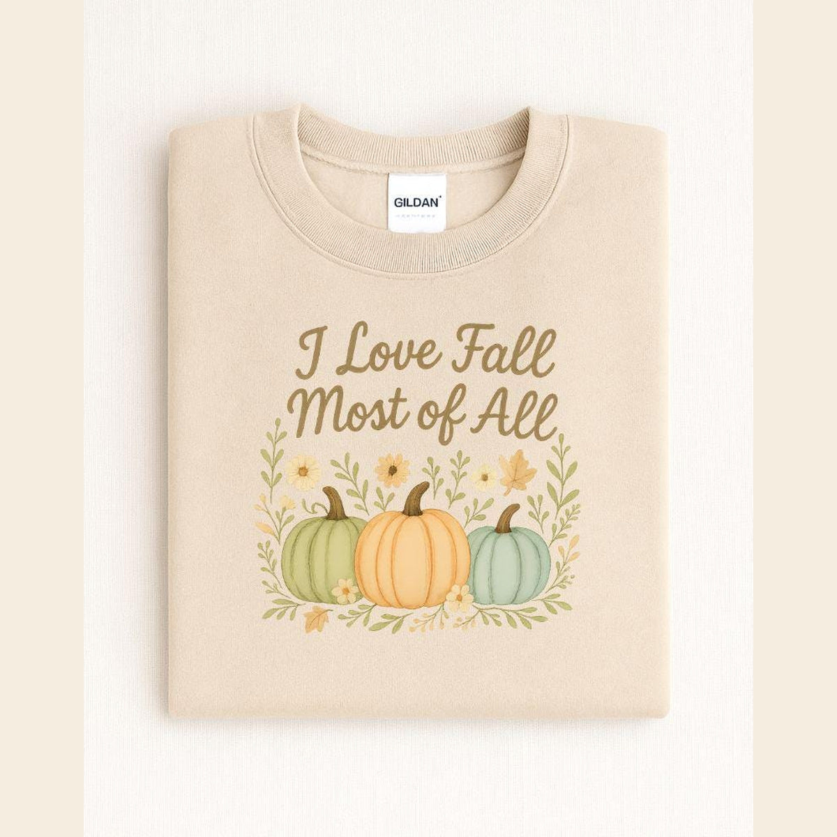 I Love Fall Most of All pumpkin sweatshirt in Sand