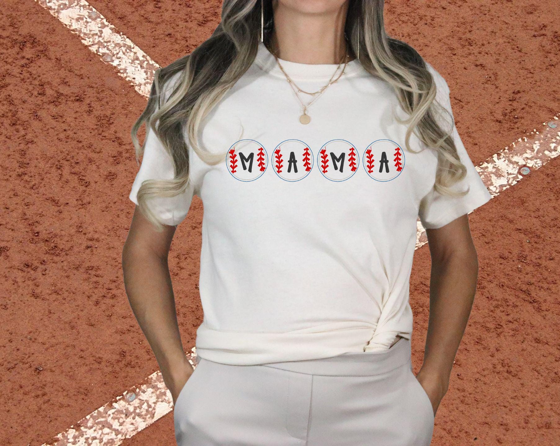 Baseball Mama Embroidered Shirt – MAMA in Baseballs Design – Custom Sports Mom Shirt – Comfort Colors Tee – Game Day Outfit – Team Mom Shirt