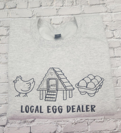 Local Egg Dealer Embroidered sweatshirt, Funny Farm Shirt, Backyard Chicken Lover Gift, Comfort Colors embroidery, Homesteader Crewneck