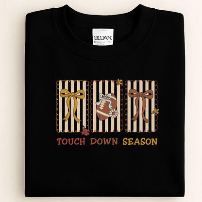 Touch Down Season Embroidered Sweatshirt | Fall Football Crewneck | Cozy Autumn Game Day Pullover | Football Mom Gift | Tailgate Outfit