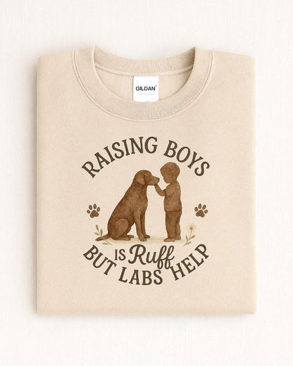 Raising Boys is Ruff but Labs Help PNG | Dog Mom Digital Download | Labrador Sublimation Design for Shirts & Gifts