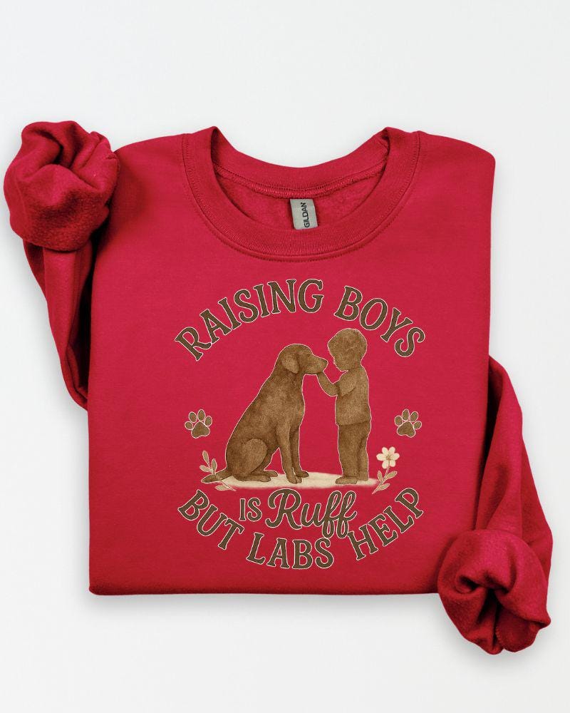 Raising Boys is Ruff but Labs Help PNG | Dog Mom Digital Download | Labrador Sublimation Design for Shirts & Gifts