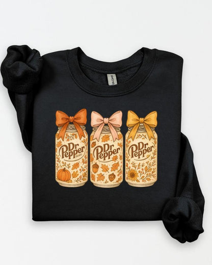 Fall DP Lover Sweatshirt – Cozy Autumn DTG Printed Crewneck with Pumpkins, Bows & Leaves – Thanksgiving Vintage Style Sweater
