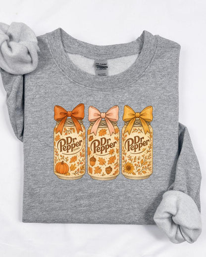 Fall DP Lover Sweatshirt – Cozy Autumn DTG Printed Crewneck with Pumpkins, Bows & Leaves – Thanksgiving Vintage Style Sweater