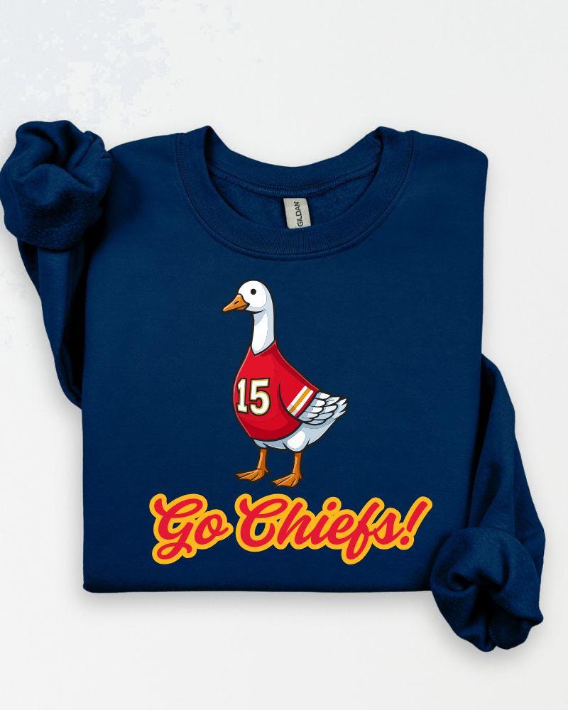 Kansas City Game Day Goose Sweatshirt | Funny Football Fan Crewneck | Unisex Sports Lover Pullover | Tailgate Outfit | Cozy Fall Sweater
