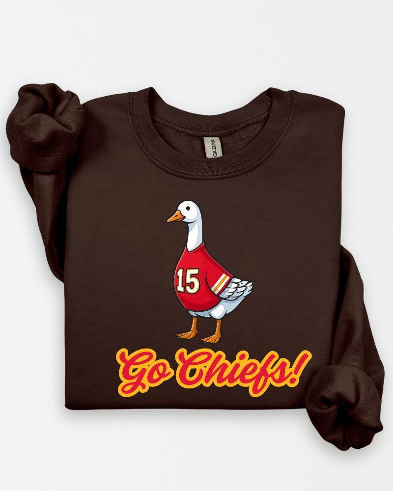 Kansas City Game Day Goose Sweatshirt | Funny Football Fan Crewneck | Unisex Sports Lover Pullover | Tailgate Outfit | Cozy Fall Sweater