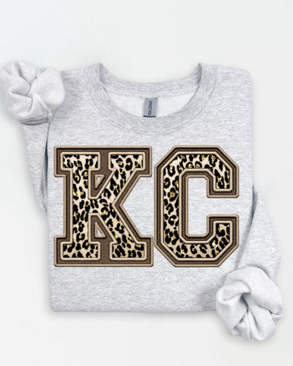 KC Leopard Print Sweatshirt | Game Day Crewneck | DTG Unisex Pullover | Fall Football Outfit |